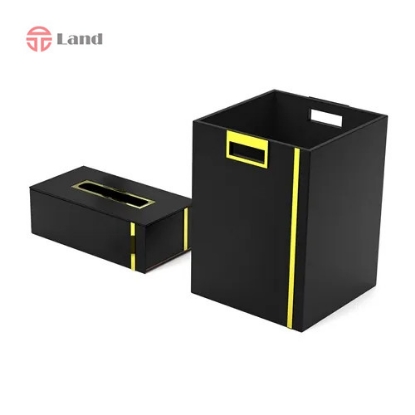 سطل زباله و جعبه دستمال چرمی آونگ دکو T8