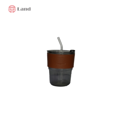 لیوان اسموتی شفاف دور چرمی