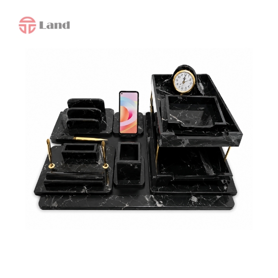 ست رومیزی 10 تکه کینگ استایل کد 2300 طرح ماربل