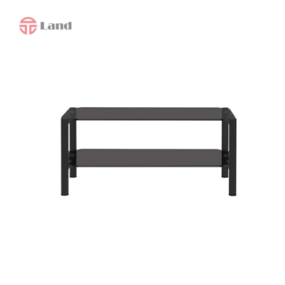 جلو مبلی انرژی دوطبقه شیشه دودی پایه فلزی مشکی TS490