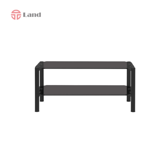جلو مبلی انرژی دوطبقه شیشه دودی پایه فلزی مشکی TS490