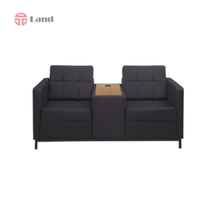 مبل دونفره رویال راحتیران M125 با شلف و شارژ پایه کروم- چرم تنفسی