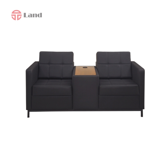 مبل دونفره رویال راحتیران M125 با شلف و شارژ پایه کروم- چرم تنفسی