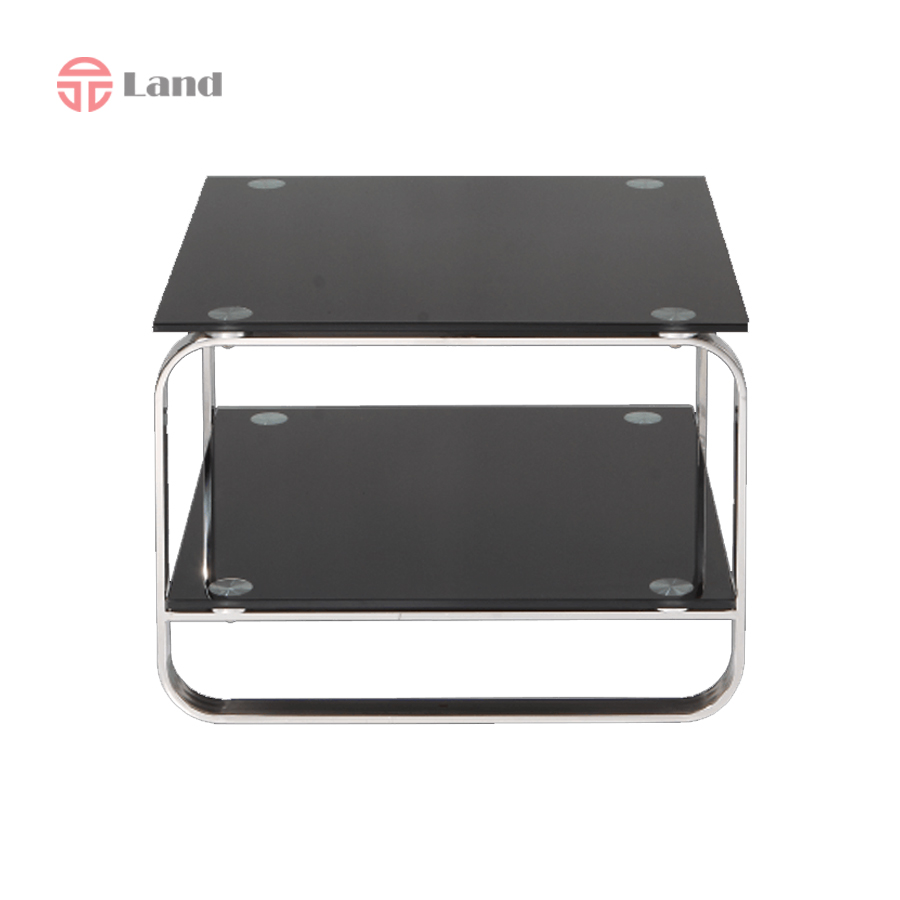 میز عسلی شیشه مشکی سکوریت پایه استیل راحتیران مدل S950